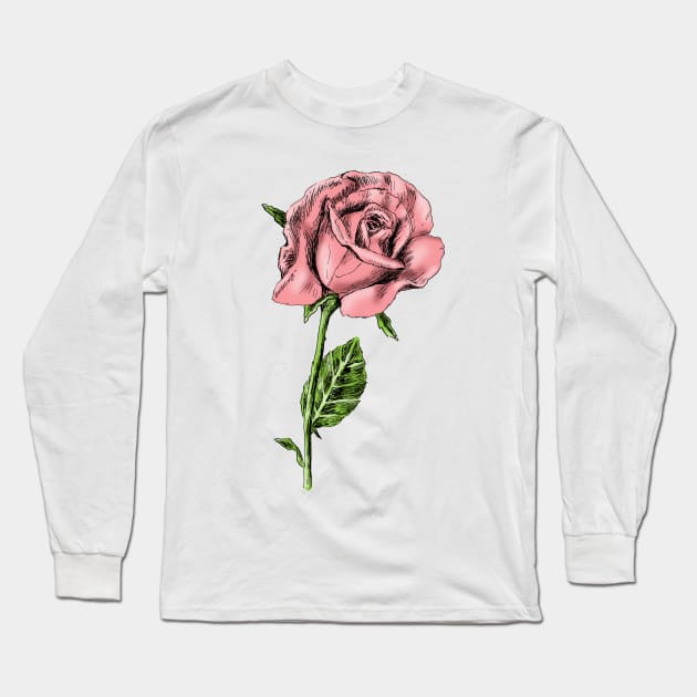 Rose Print Long Sleeve T-Shirt by rachelsfinelines